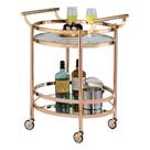 Carrinho de servir Acme Lakelyn Clear Glass Rose Gold Oval