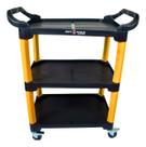 Carrinho Detailer Mecânico 3 Prateleiras 135kg com Rodas Organizador Oficina Estética Automotiva Ferramentas Profissional Amarelo