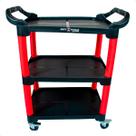 Carrinho Detailer Mecânico 3 Prateleiras 135kg com Rodas Organizador Oficina Estética Automotiva Ferramentas Profissional Vermelho