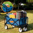 Carrinho Dobrável 80 Kg Camping Praia Pesca Viagem com Porta Copo Cariola de Mão Articulado Transporte Multiuso