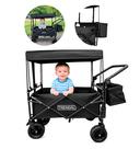 Carrinho Dobrável Transporte Multiuso Camping Lazer Jardim Praia Compras Com Teto Cobertura Suporta até 100KG Rodas 360
