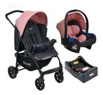 Carrinho Ecco Rosa Burigotto + Bebê Conforto Touring X + Base