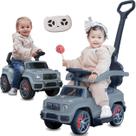 Carrinho Eletrico com Empurrador Bandeirante Jipe 4 em 1 6V Cinza