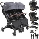 Carrinho Gemeos 2 Bebe Conforto 2 ISOFIX Kiddo Sprint Grafite