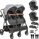 Carrinho Gemeos Kiddo 2 Bebe Conforto 2 Base ISOFIX Cosmos Grafite