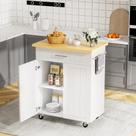 Carrinho Ilha de Cozinha JY QAQA 26" Branco com Armazenamento e Rodízios Carrinho Ilha de Cozinha JY QAQA 26" Branco com Armazenamento e Rodízios
