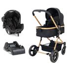 Carrinho Ivy Trio G22 Até 22 Kg Gold Galzerano Com Bebê Conforto Grid E Base Veicular
