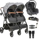 Carrinho Kiddo de Gemeos Bebe Conforto Base ISOFIX Cosmos Grafite