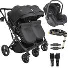 Carrinho Kiddo de Gemeos Bebe Conforto Base ISOFIX Vox Preto