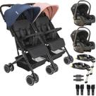 Carrinho Kiddo Gemeos 2 Bebe Conforto 2 Base ISOFIX Mascote Casal