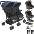 Carrinho Kiddo Gemeos 2 Bebe Conforto 2 Base ISOFIX Mascote Marinho