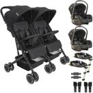 Carrinho Kiddo Gemeos 2 Bebe Conforto 2 Base ISOFIX Mascote Preto