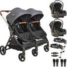 Carrinho Kiddo Gemeos 2 Bebe Conforto 2 Base ISOFIX Speedy Grafite Carrinho Kiddo Gemeos 2 Bebe Conforto 2 Base ISOFIX Speedy Grafite