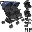 Carrinho Kiddo Gemeos 2 Bebe Conforto Colinho 2 Base ISOFIX Mascote Marinho