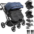 Carrinho Kiddo Gemeos 2 Bebe Conforto Colinho 2 Base ISOFIX Vox II Marinho