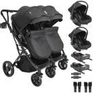 Carrinho Kiddo Gemeos 2 Bebe Conforto Colinho 2 Base ISOFIX Vox II Preto Carrinho Kiddo Gemeos 2 Bebe Conforto Colinho 2 Base ISOFIX Vox II Preto