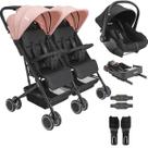 Carrinho Kiddo Gemeos Bebe Conforto Colinho Base ISOFIX Mascote Rosa Carrinho Kiddo Gemeos Bebe Conforto Colinho Base ISOFIX Mascote Rosa