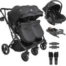 Carrinho Kiddo Gemeos Bebe Conforto Colinho Base ISOFIX Vox Preto Carrinho Kiddo Gemeos Bebe Conforto Colinho Base ISOFIX Vox Preto