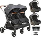 Carrinho Kiddo Gemeos com 2 Bebe Conforto Speedy Grafite Carrinho Kiddo Gemeos com 2 Bebe Conforto Speedy Grafite