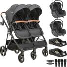 Carrinho Kiddo para Gemeos 2 Bebe Conforto 2 Base Cosmos Preto Carrinho Kiddo para Gemeos 2 Bebe Conforto 2 Base Cosmos Preto