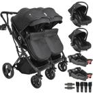 Carrinho Kiddo para Gemeos 2 Bebe Conforto Colinho 2 Base Vox Preto