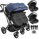 Carrinho Kiddo para Gemeos 2 Bebe Conforto Colinho Vox II Marinho