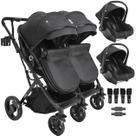 Carrinho Kiddo para Gemeos 2 Bebe Conforto Colinho Vox II Preto