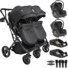 Carrinho Kiddo para Gemeos com 2 Bebe Conforto 2 Base Vox Preto