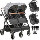 Carrinho Kiddo para Gemeos com 2 Bebe Conforto Cosmos Grafite