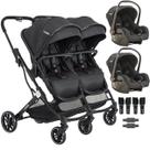 Carrinho Kiddo para Gemeos com 2 Bebe Conforto Zig Zag Preto Carrinho Kiddo para Gemeos com 2 Bebe Conforto Zig Zag Preto