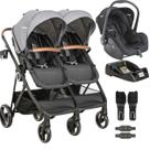 Carrinho Kiddo para Gemeos com Bebe Conforto Base Cosmos Grafite