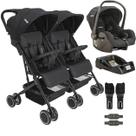 Carrinho Kiddo para Gemeos com Bebe Conforto Base Mascote Preto