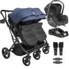 Carrinho Kiddo para Gemeos com Bebe Conforto Base Vox II Marinho