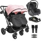 Carrinho Kiddo para Gemeos com Bebe Conforto Base Vox II Rosa Carrinho Kiddo para Gemeos com Bebe Conforto Base Vox II Rosa