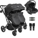Carrinho Kiddo para Gemeos com Bebe Conforto Colinho Vox II Preto
