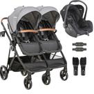 Carrinho Kiddo para Gemeos com Bebe Conforto Cosmos Grafite