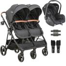 Carrinho Kiddo para Gemeos com Bebe Conforto Cosmos Preto