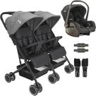Carrinho Kiddo para Gemeos com Bebe Conforto Mascote Grafite