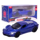 Carrinho Miniatura Azul Pull Back 1:32 C/ Som e Luz - Castela Carrinho Miniatura Azul Pull Back 1:32 C/ Som e Luz - Castela