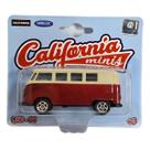 Carrinho Miniatura Volkswagen Kombi Bege e Vinho 1:64 California