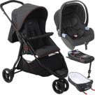 Carrinho Moises Bebe Conforto Base ISOFIX Burigotto CR3 Gray Red