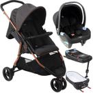 Carrinho Moises Bebe Conforto Preto Base ISOFIX Burigotto CR3 22 Cobre