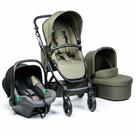 Carrinho Moisés COMO 4 Olive (Verde) com Bebê Conforto Tulip Asphalt e Bolsa - ABC Design