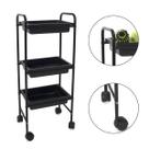 Carrinho Móvel Multiuso Auxiliar Grande Com 3 Bandejas Preto Designer Sobrancelha Extensão Cílios Salão de Beleza Estética Profissional Carrinho Móvel Multiuso Auxiliar Grande Com 3 Bandejas Preto Designer Sobrancelha Extensão Cílios Salão de Beleza Estética Profissional