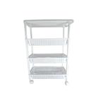 Carrinho multiuso branco 4 prateleiras manicure cozinha escritorio lavanderia suporta até 20kg