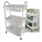 Carrinho Organizador 3 Andares Multiuso Rodinhas Porta Volumes Rack Prateleira Rodas Casa Cabelo Maquiagem Cozinha Banheiro Quarto sALAO