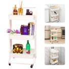 Carrinho Organizador Multiuso 3 Andares Prateleiras Com Rodinhas Laterais Em Aço Carrinho Organizador Multiuso 3 Andares Prateleiras Com Rodinhas Laterais Em Aço