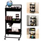 Carrinho Organizador Multiuso 3 Andares Prateleiras Com Rodinhas Laterais Em Aço Carrinho Organizador Multiuso 3 Andares Prateleiras Com Rodinhas Laterais Em Aço