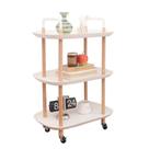 Carrinho organizador multiuso 3 prateleiras mesa auxiliar rack portatil rodizios madeira decoracao varanda cozinha sala