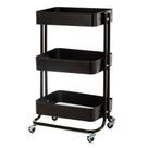 Carrinho Organizador Multiuso ANM6077 Anima Office 3 Cestos Fixos Aço Preto